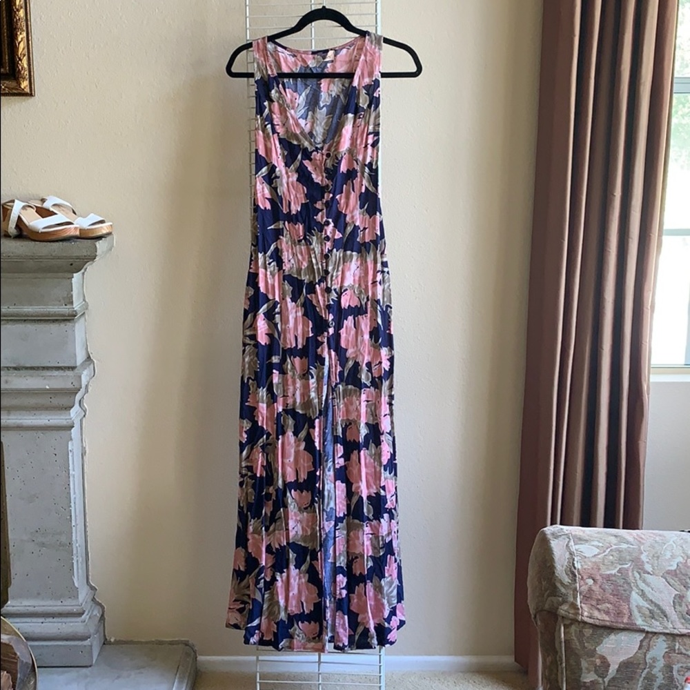 Urban outfitters Navy maxi dress w pink florals